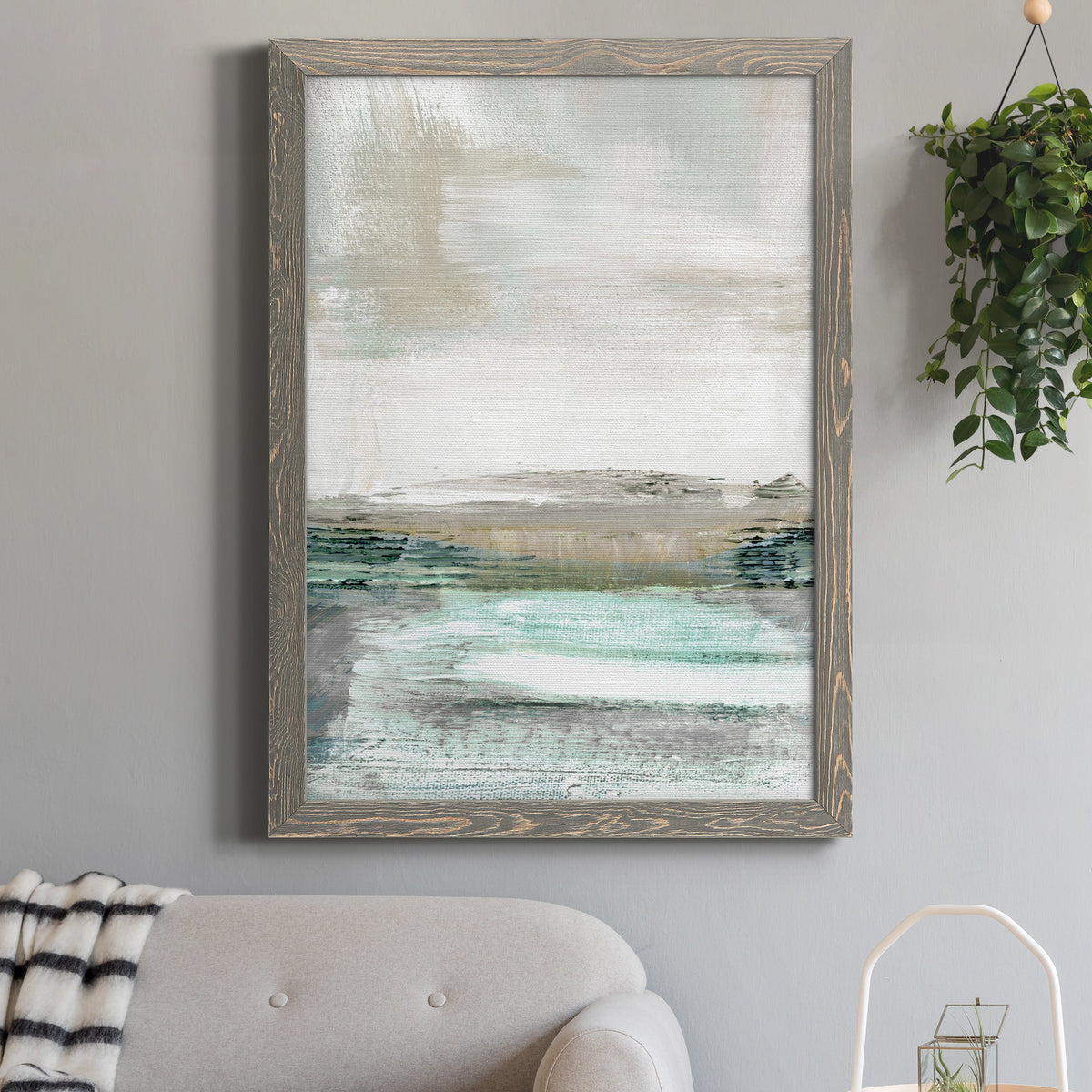 Summer Teal I - Barnwood Framed Canvas Print