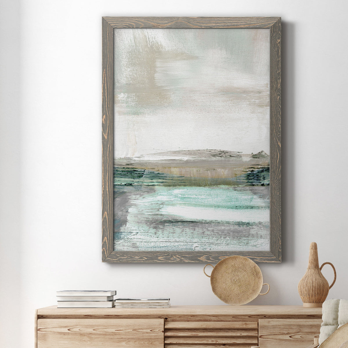 Summer Teal I - Barnwood Framed Canvas Print