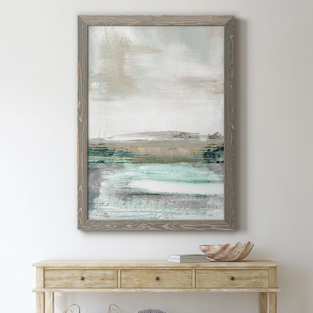 Summer Teal I - Barnwood Framed Canvas Print