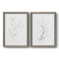 Set of two gray barnwood framed canvas prints featuring two minimalist botanical line drawings featuring single continuous-line leafy branches.