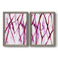 Set of two gray barnwood framed canvas prints featuring two fluid organic abstracts featuring branching watercolor lines drifting across white.