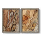 Set of two gray barnwood framed canvas prints featuring two rustic nature photography featuring close-up tree bark textures.