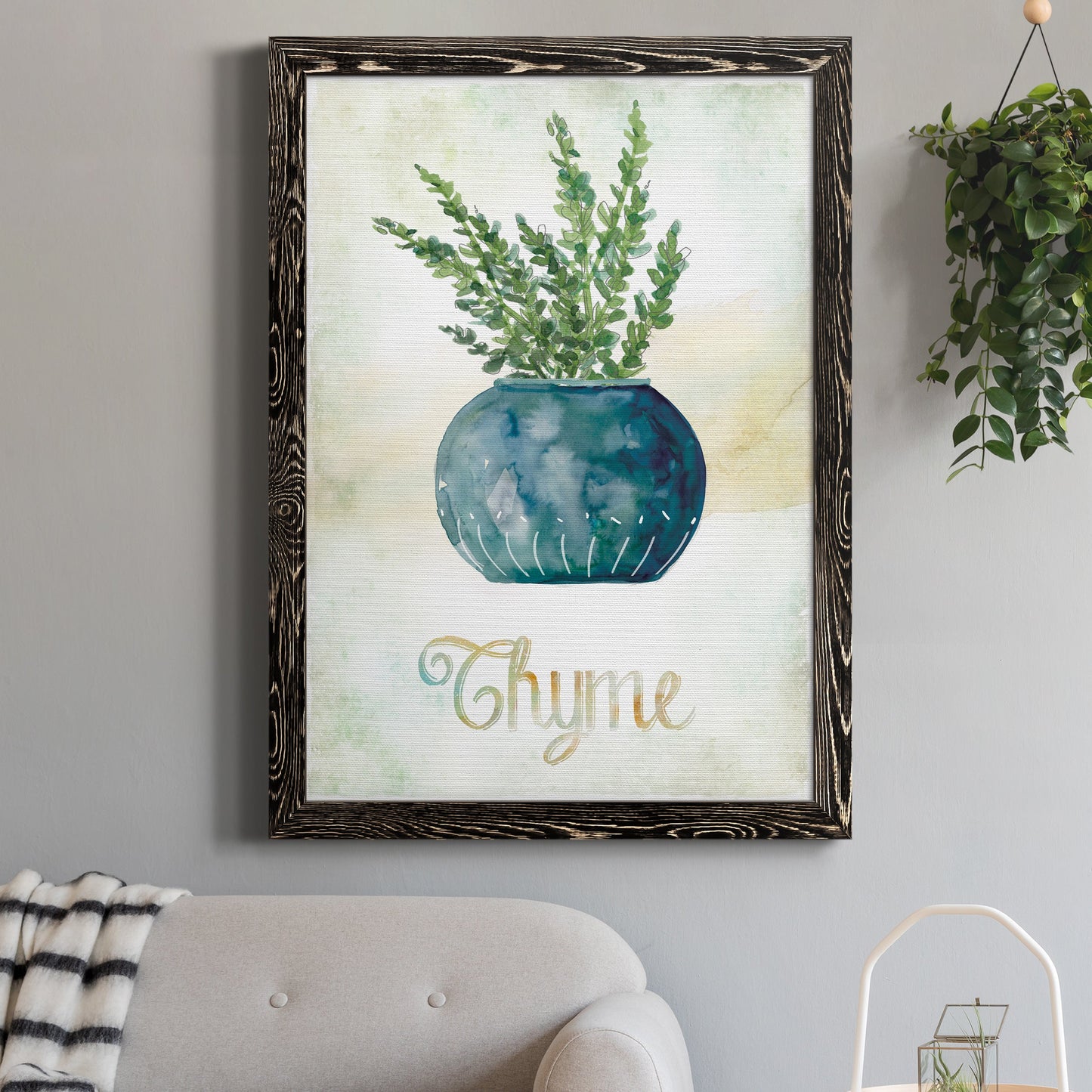 Potted Thyme - Barnwood Framed Canvas Print