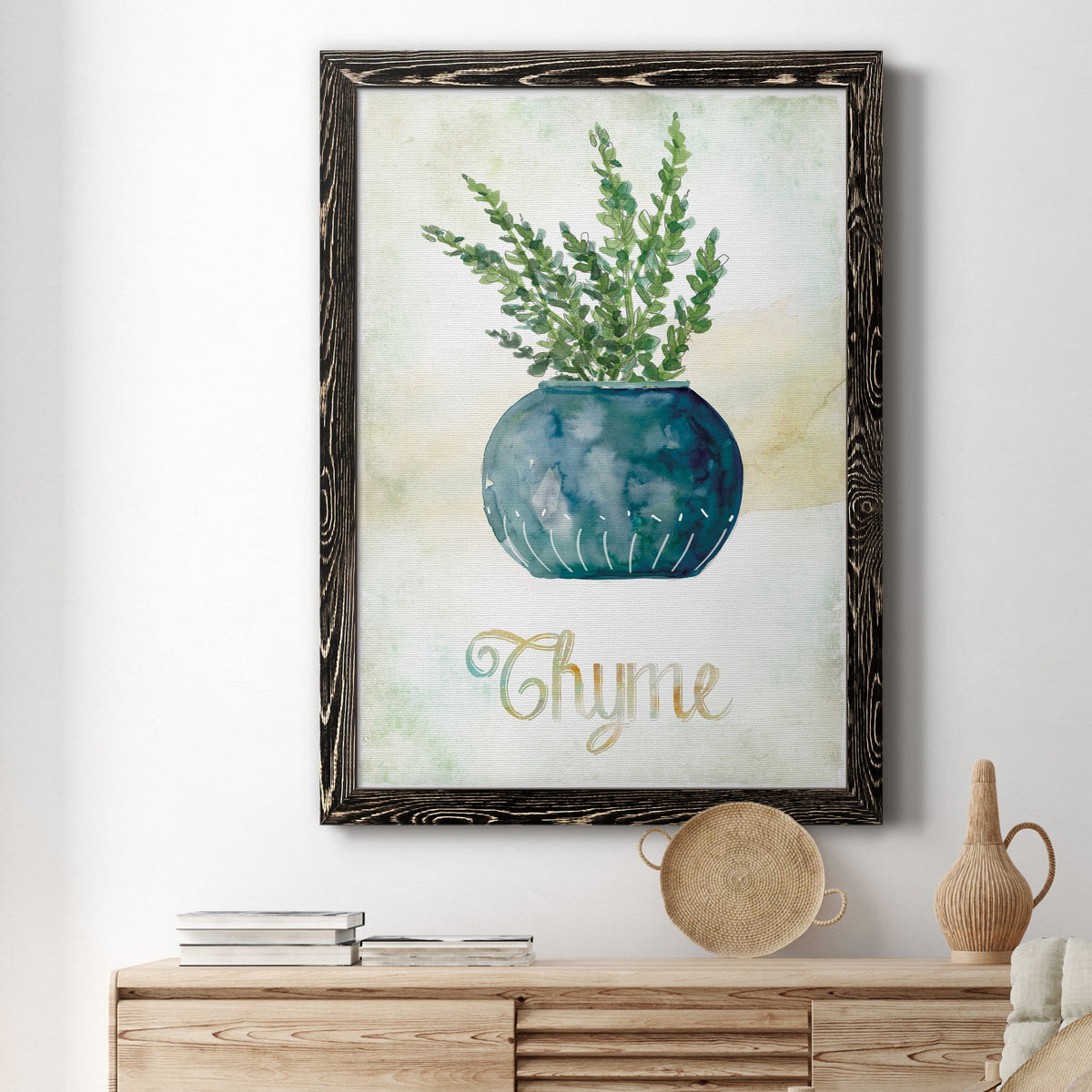 Potted Thyme - Barnwood Framed Canvas Print