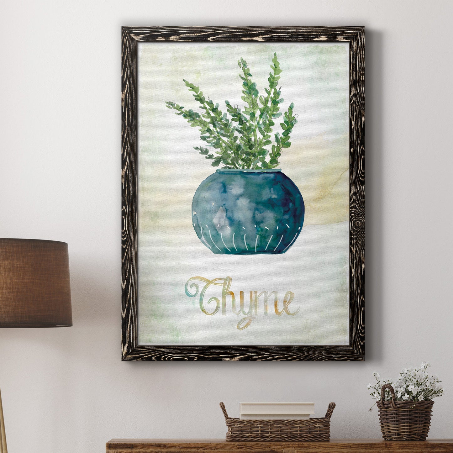 Potted Thyme - Barnwood Framed Canvas Print