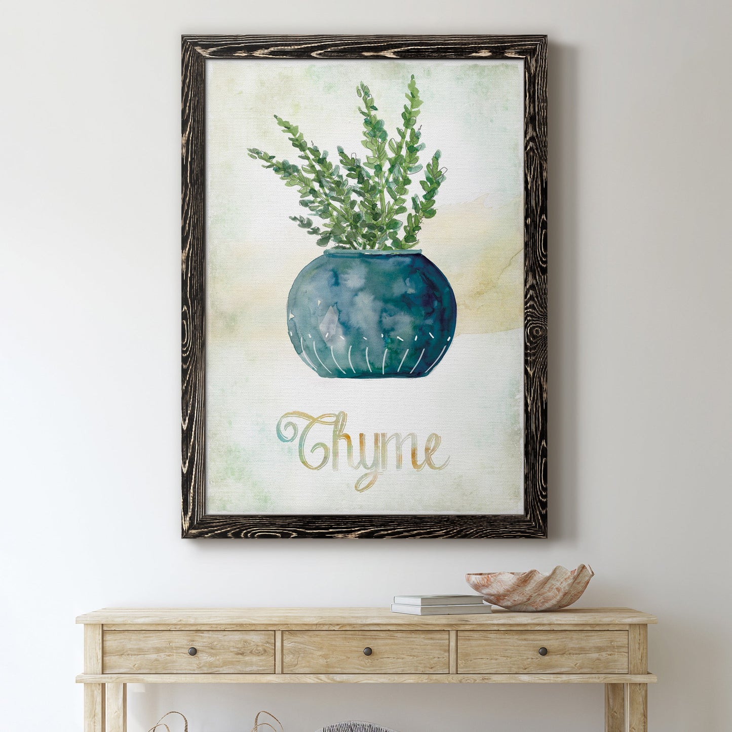 Potted Thyme - Barnwood Framed Canvas Print