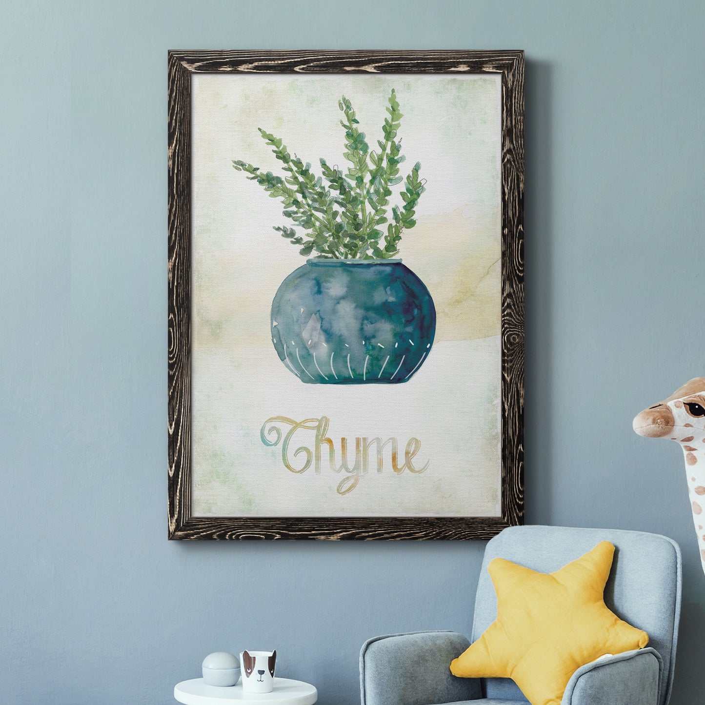 Potted Thyme - Barnwood Framed Canvas Print