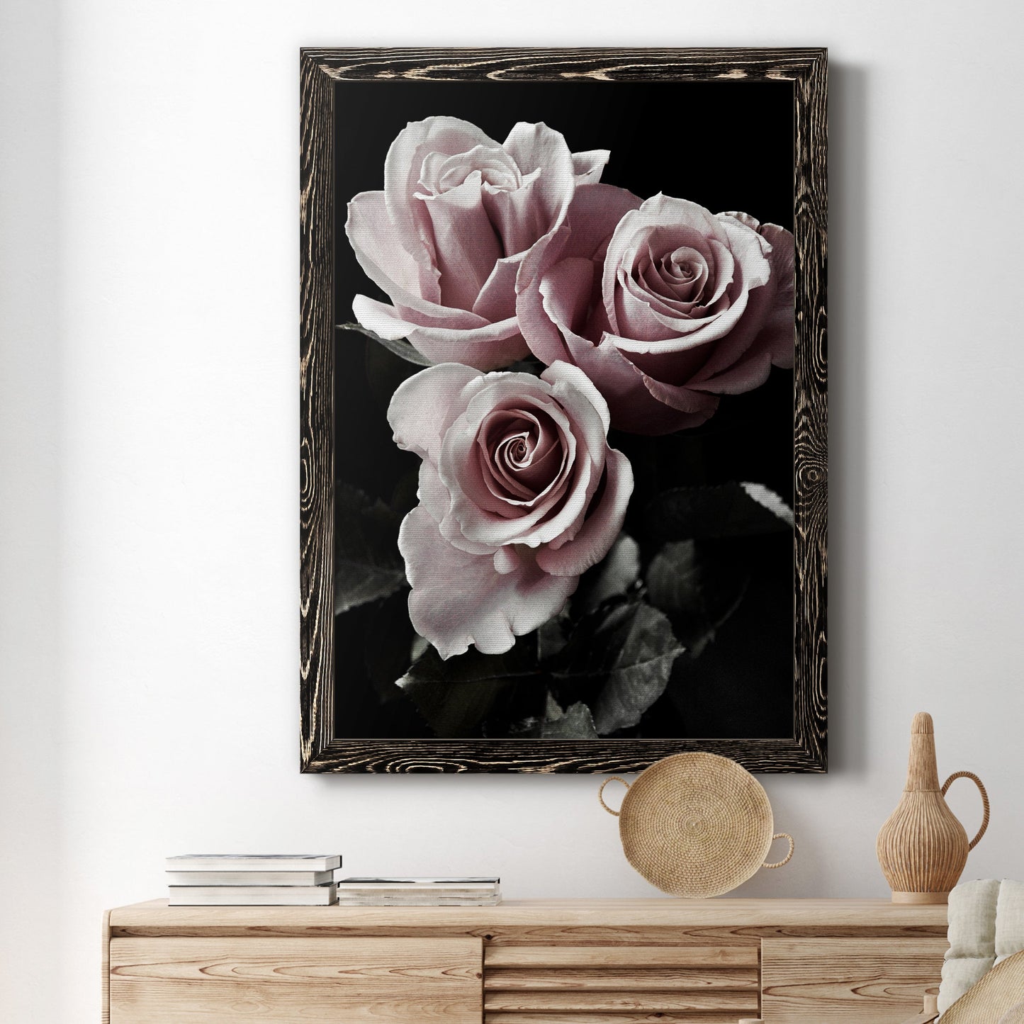 Rose Noir I - Barnwood Framed Canvas Print