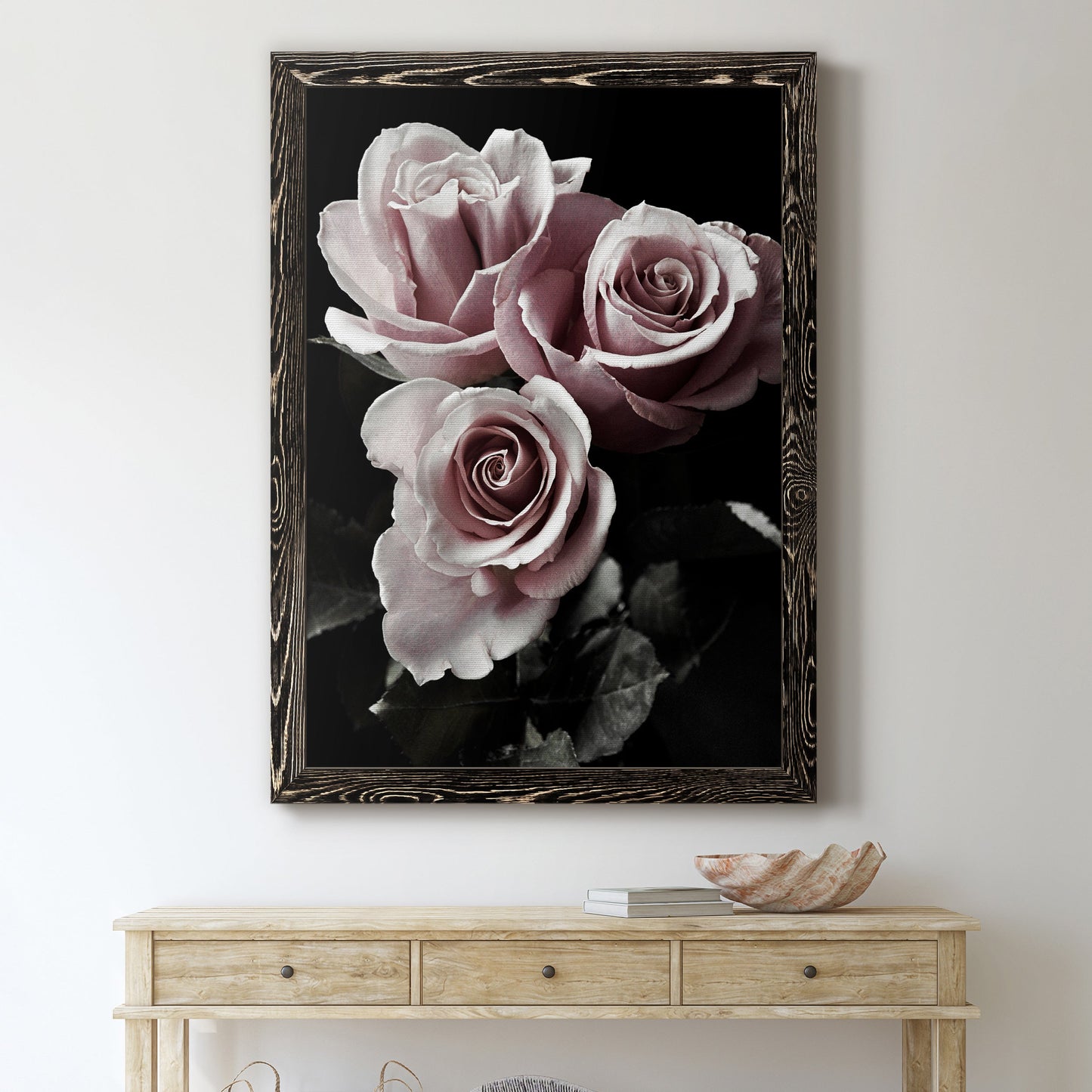 Rose Noir I - Barnwood Framed Canvas Print