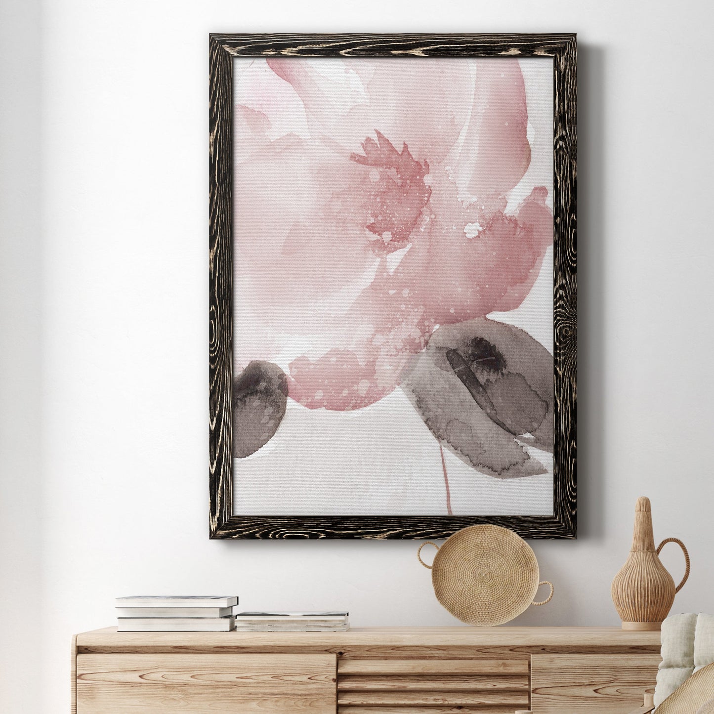 Blush Bloom I - Barnwood Framed Canvas Print