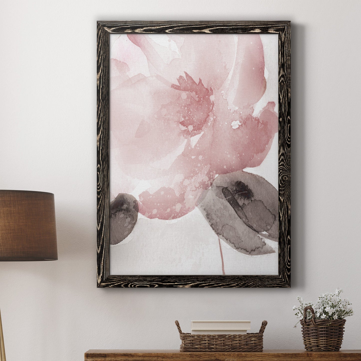 Blush Bloom I - Barnwood Framed Canvas Print