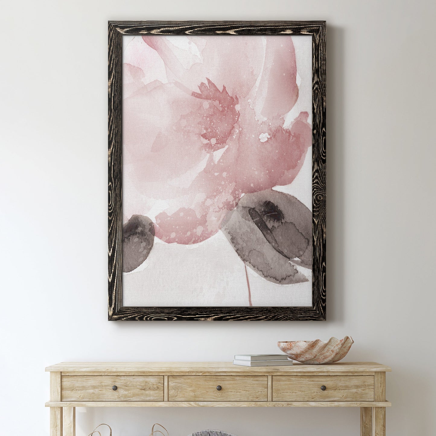 Blush Bloom I - Barnwood Framed Canvas Print