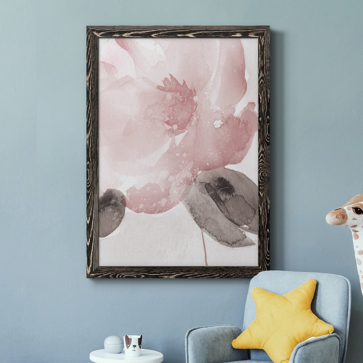 Blush Bloom I - Barnwood Framed Canvas Print