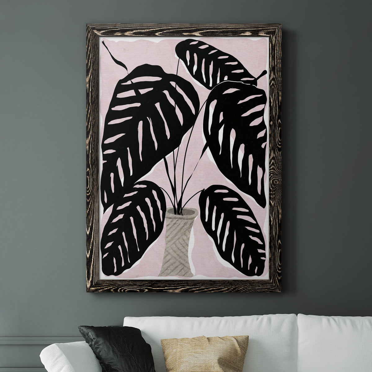 Potted Plant I - Barnwood Framed Canvas Print