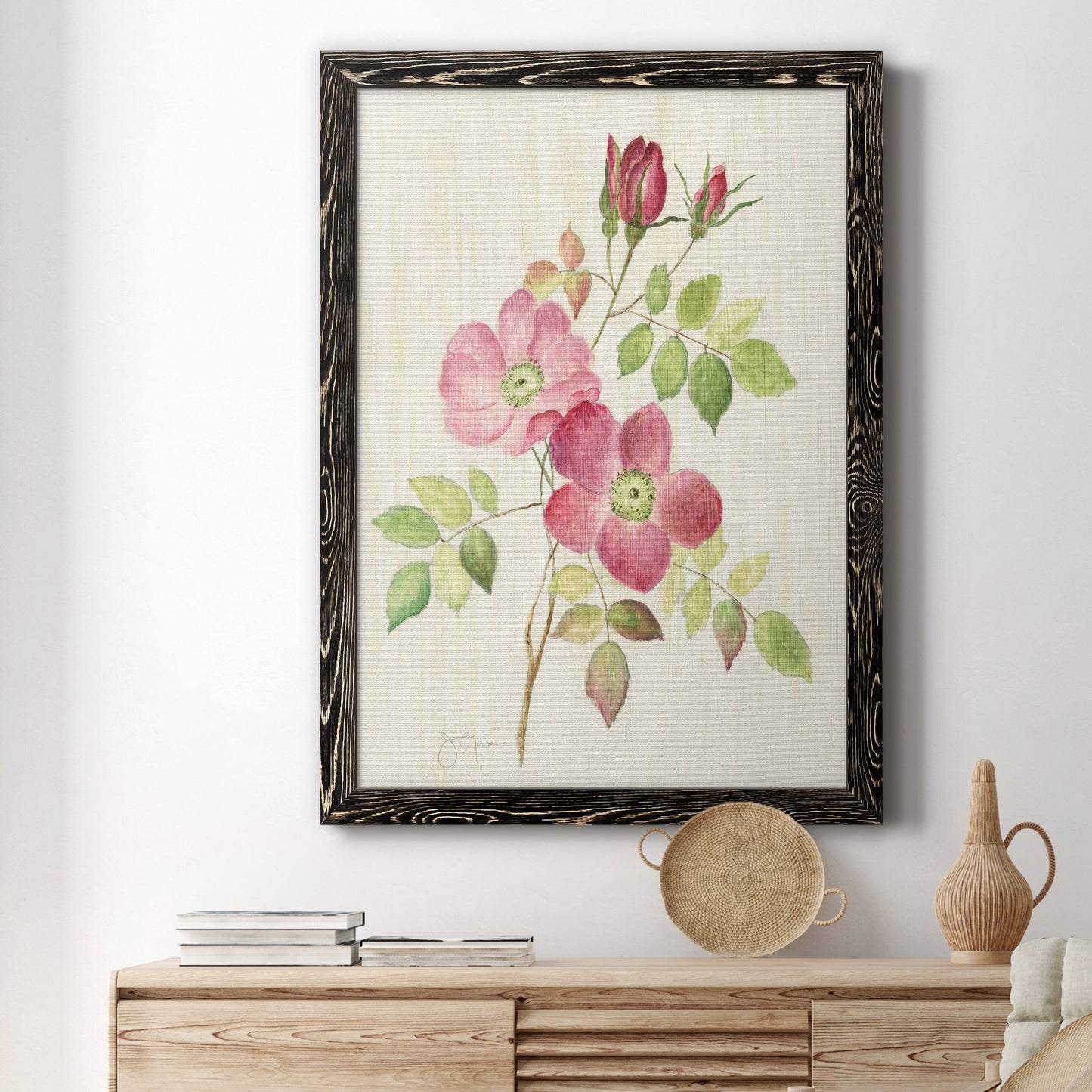 Dusty Rose I - Barnwood Framed Canvas Print