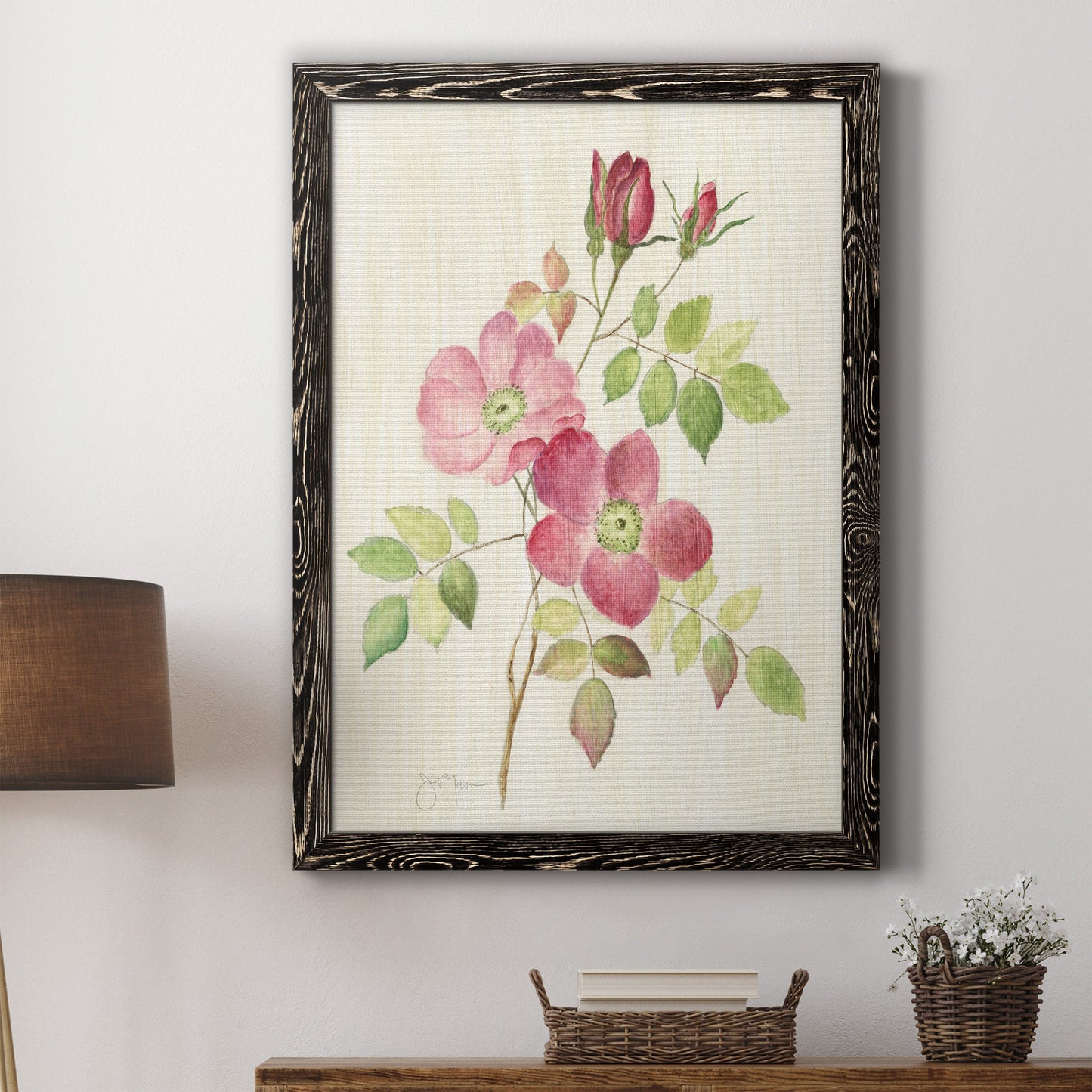 Dusty Rose I - Barnwood Framed Canvas Print