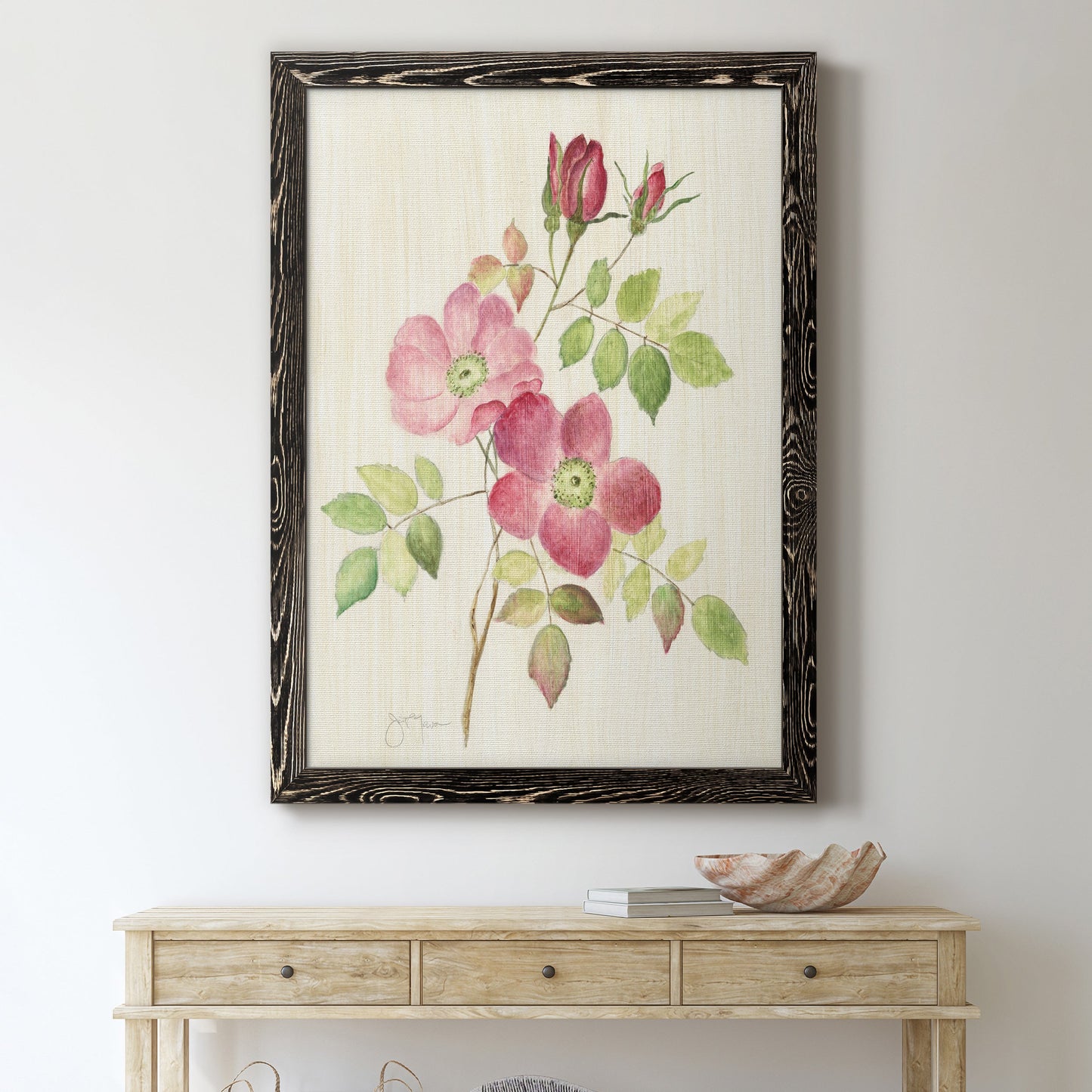 Dusty Rose I - Barnwood Framed Canvas Print