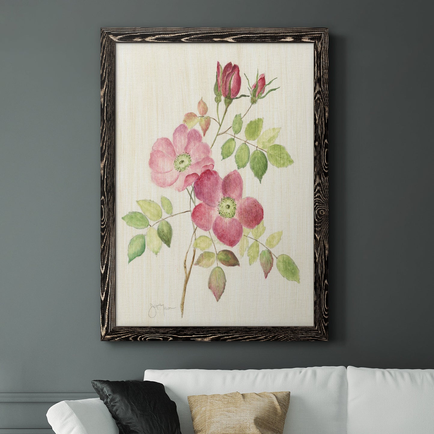 Dusty Rose I - Barnwood Framed Canvas Print