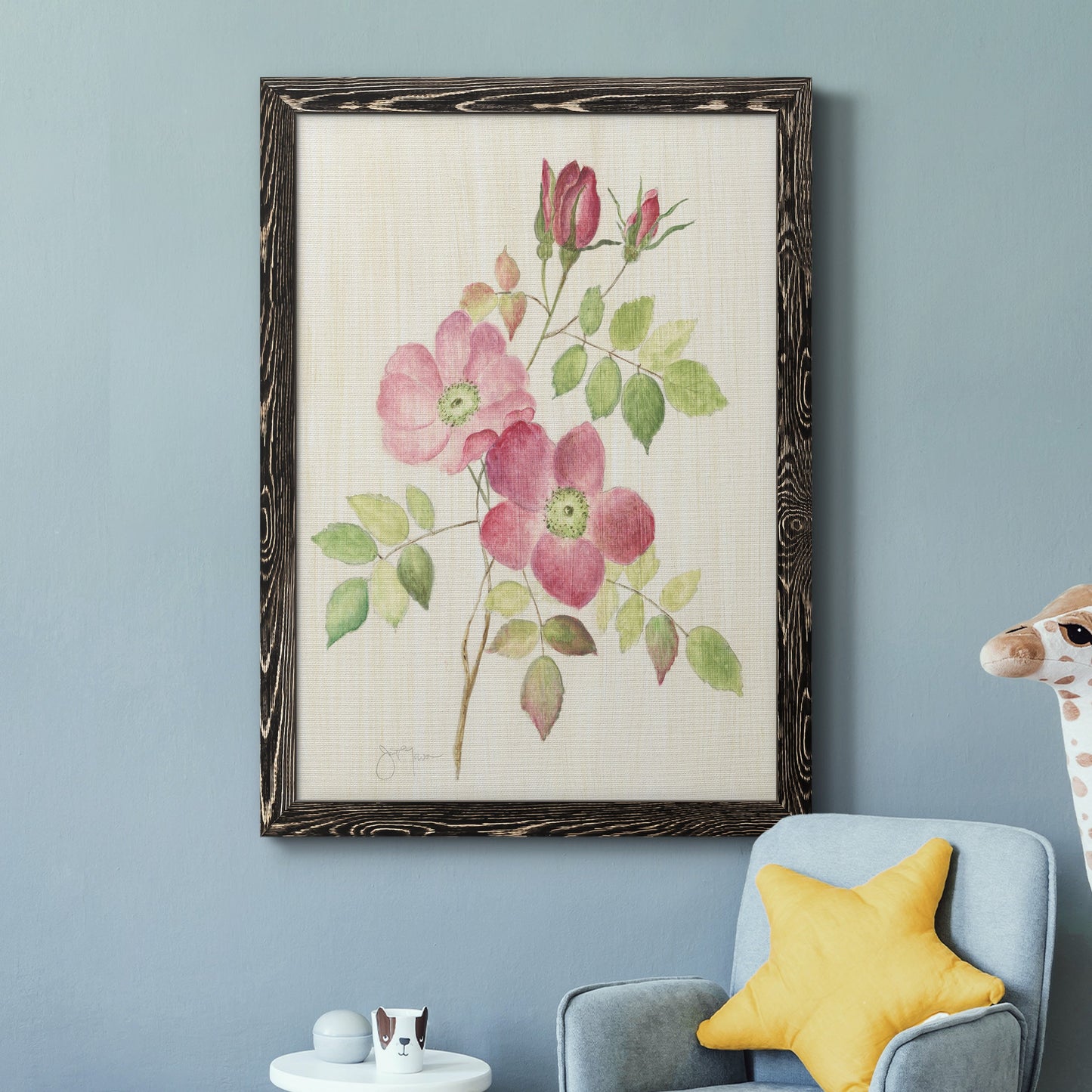 Dusty Rose I - Barnwood Framed Canvas Print