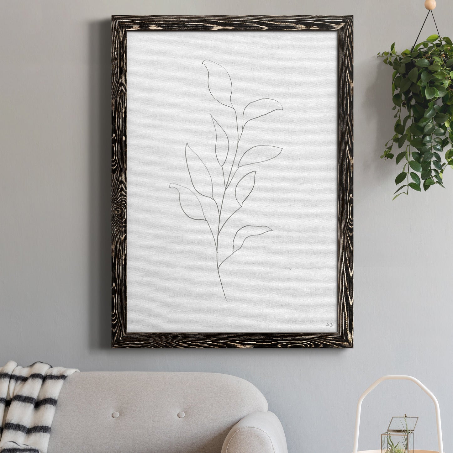 Botanical Gesture VI - Barnwood Framed Canvas Print