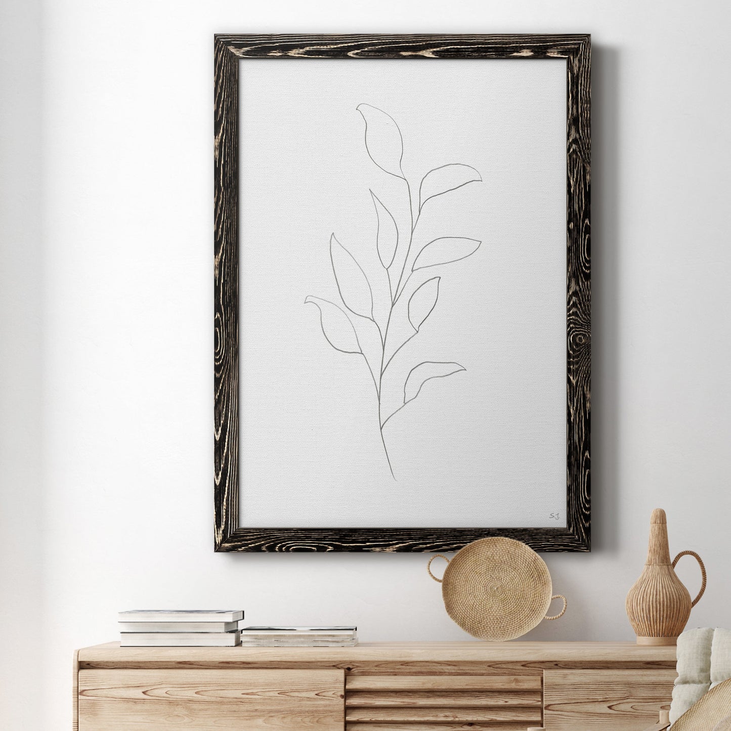 Botanical Gesture VI - Barnwood Framed Canvas Print