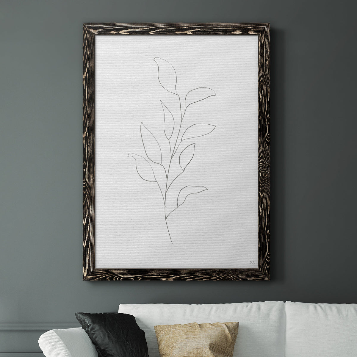 Botanical Gesture VI - Barnwood Framed Canvas Print
