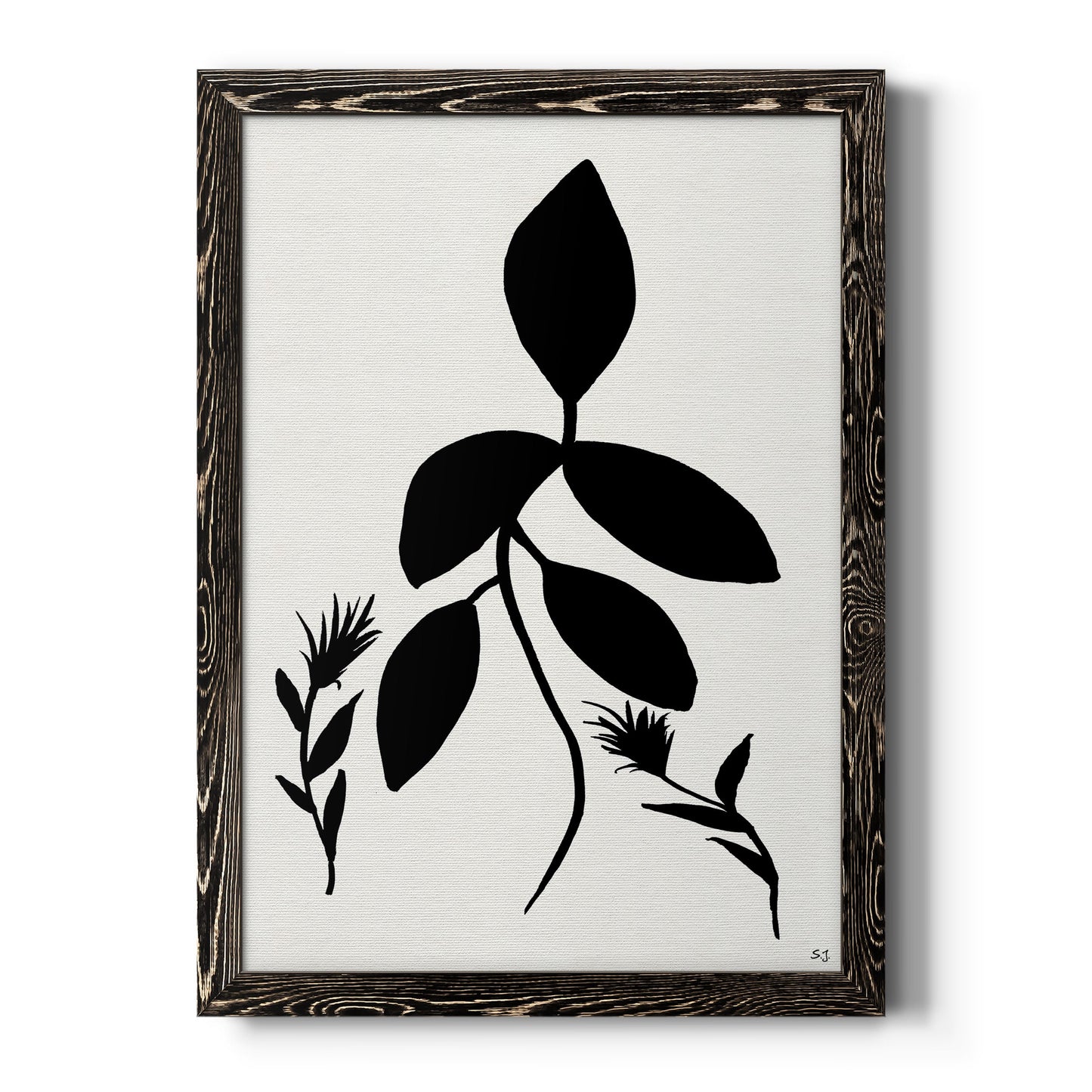 Silhouette Garden I - Barnwood Framed Canvas Print