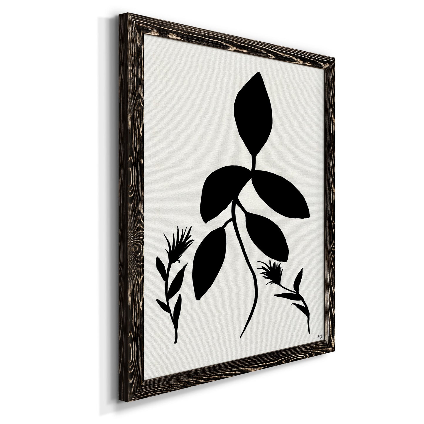 Silhouette Garden I - Barnwood Framed Canvas Print