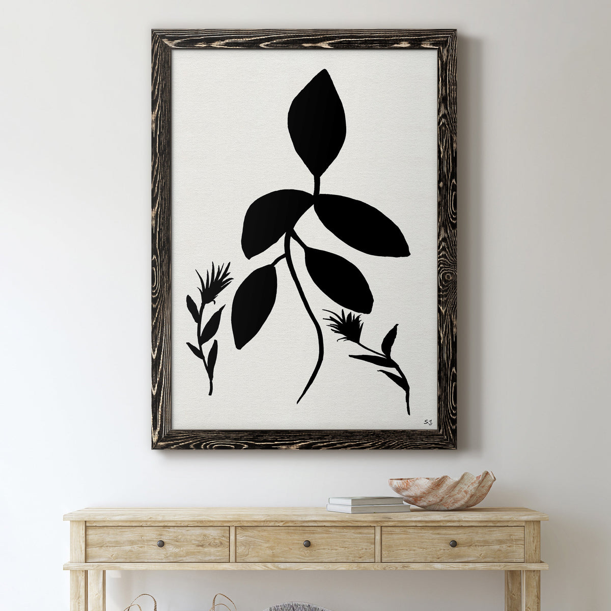Silhouette Garden I - Barnwood Framed Canvas Print