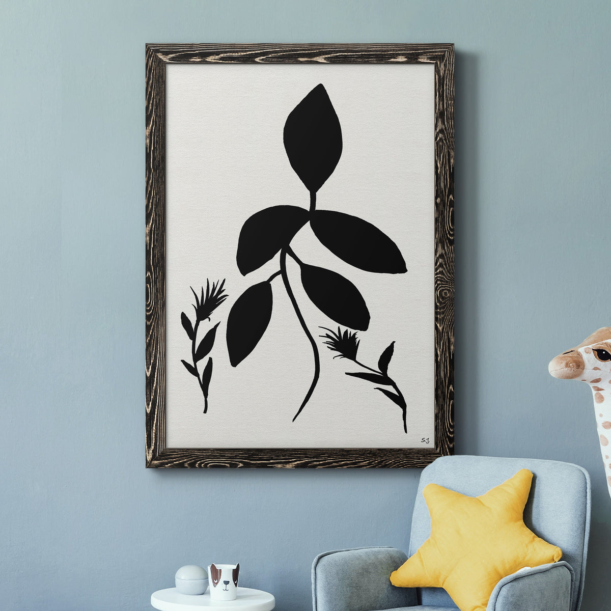 Silhouette Garden I - Barnwood Framed Canvas Print