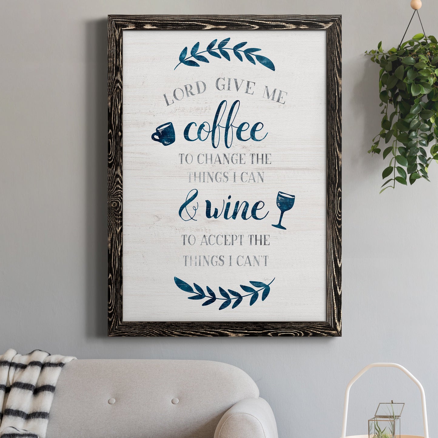 Coffee & Wine - Barnwood Framed Canvas Print