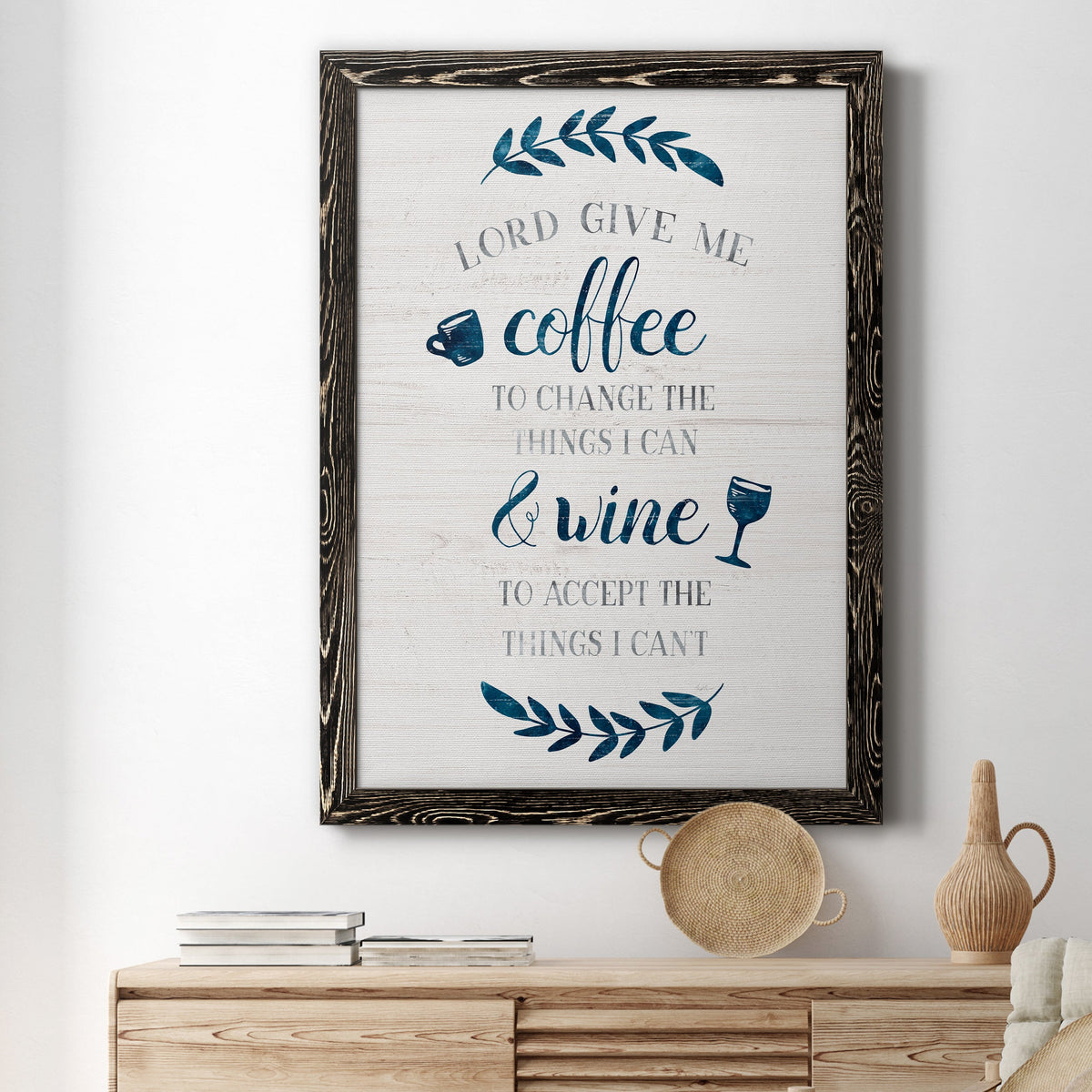 Coffee & Wine - Barnwood Framed Canvas Print