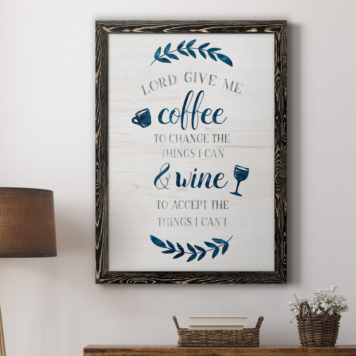 Coffee & Wine - Barnwood Framed Canvas Print