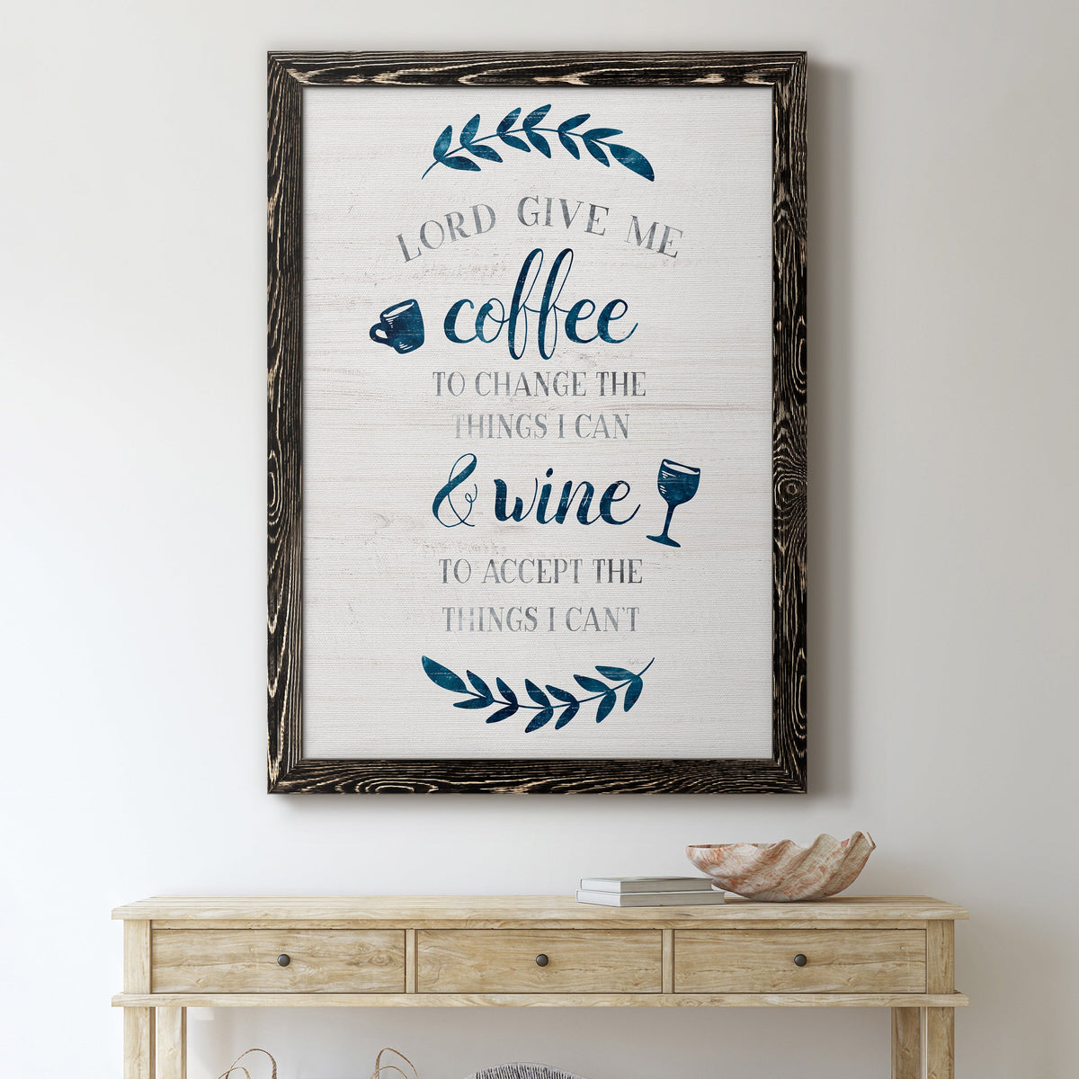 Coffee & Wine - Barnwood Framed Canvas Print