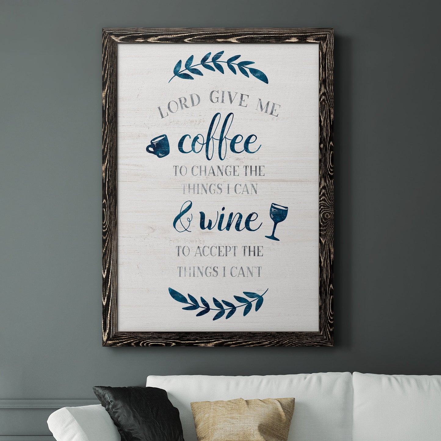 Coffee & Wine - Barnwood Framed Canvas Print