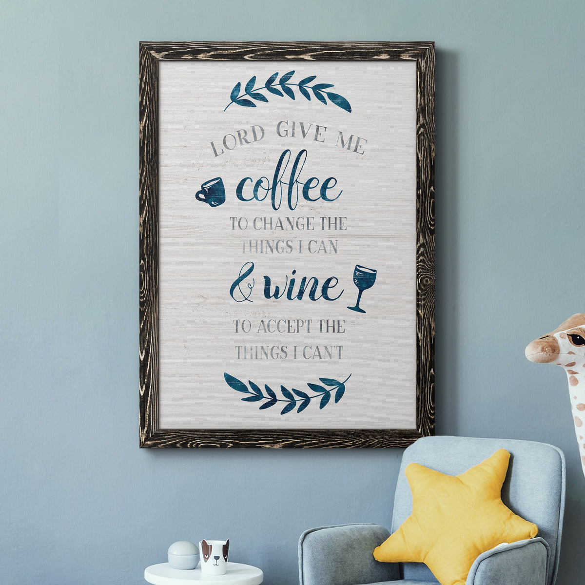Coffee & Wine - Barnwood Framed Canvas Print
