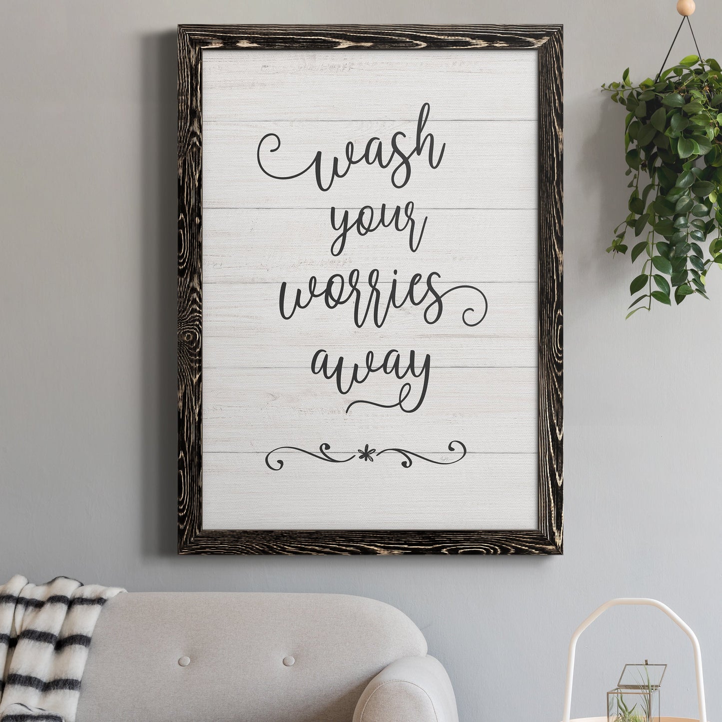 Wash Worries - Barnwood Framed Canvas Print