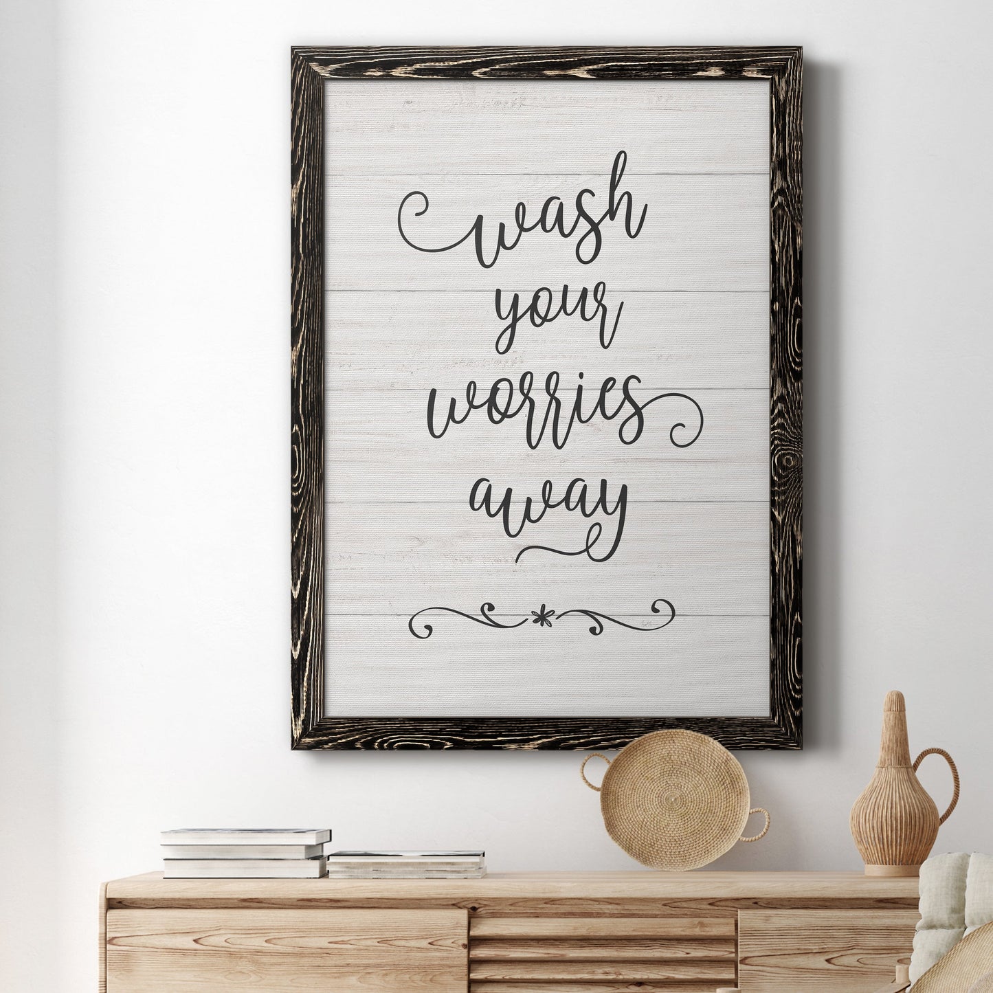 Wash Worries - Barnwood Framed Canvas Print