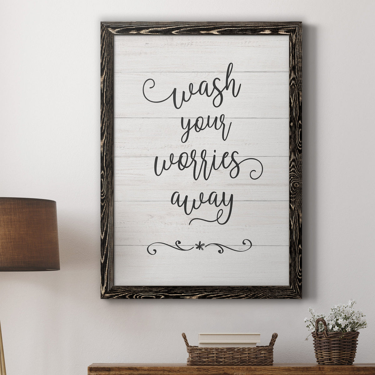 Wash Worries - Barnwood Framed Canvas Print