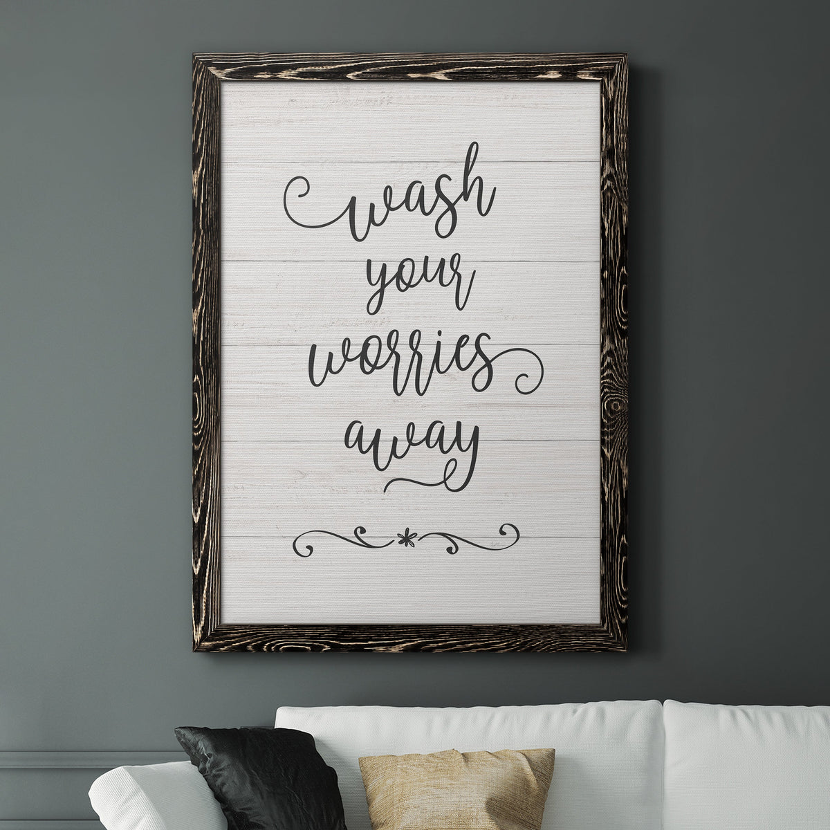 Wash Worries - Barnwood Framed Canvas Print