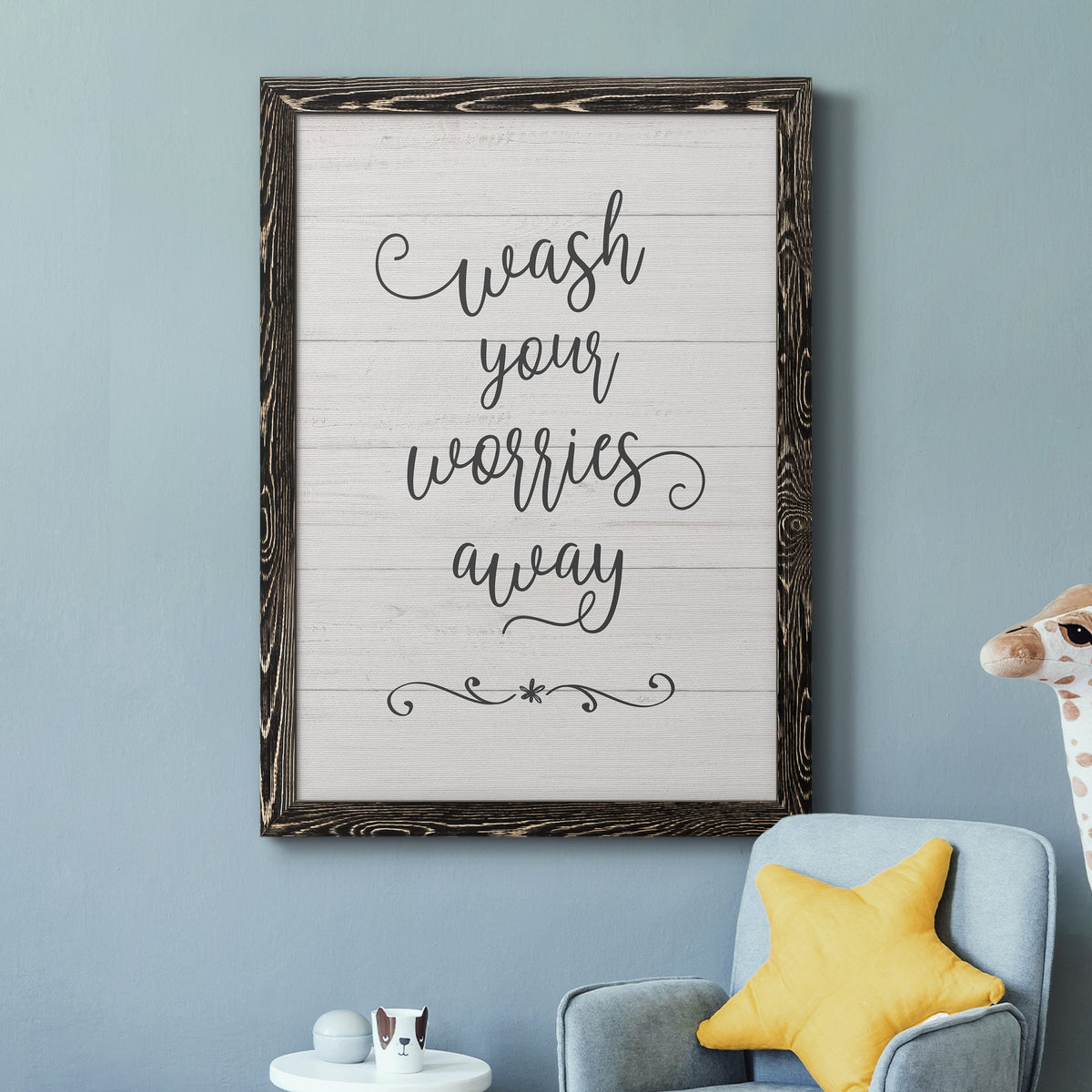 Wash Worries - Barnwood Framed Canvas Print