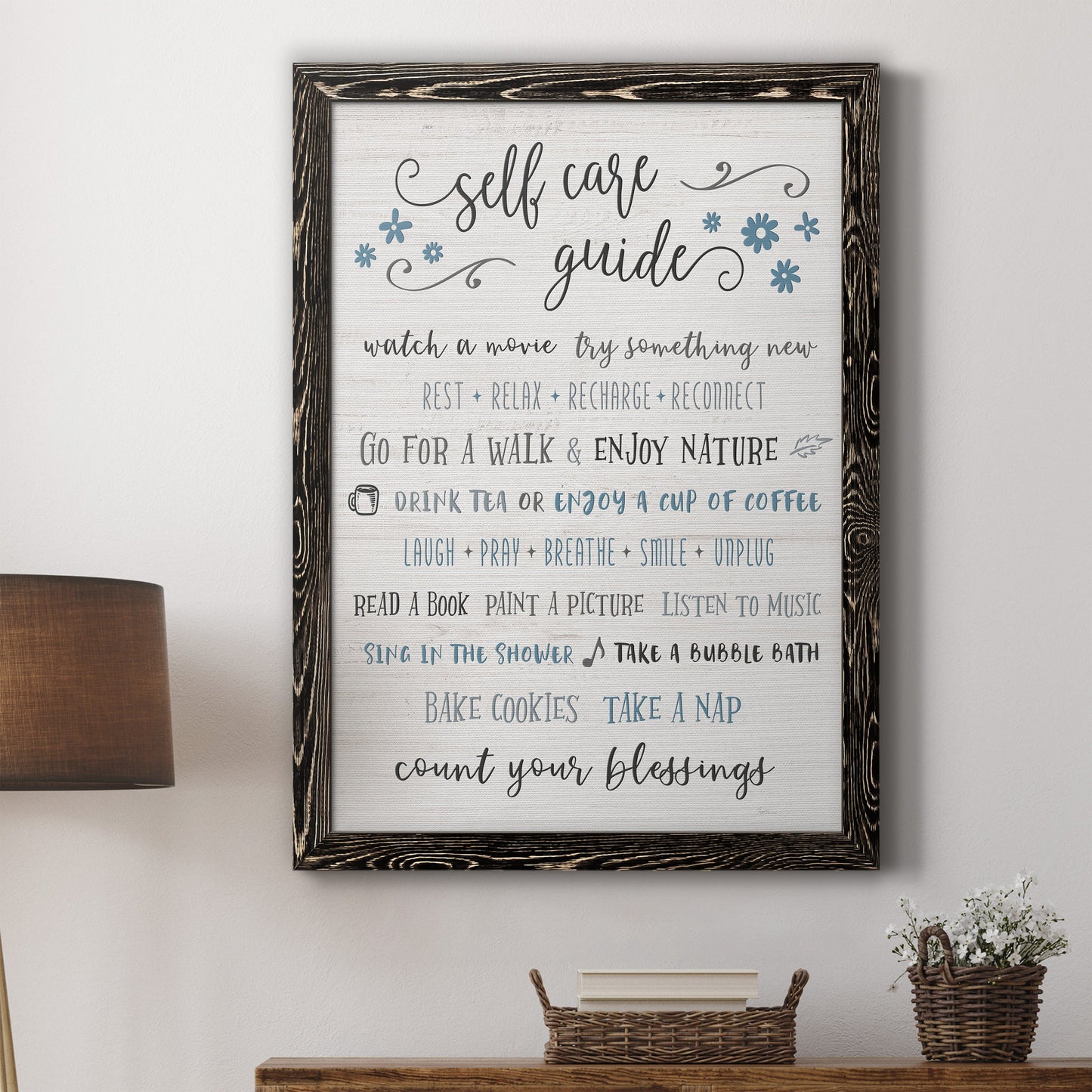 Guide to Self Care - Barnwood Framed Canvas Print