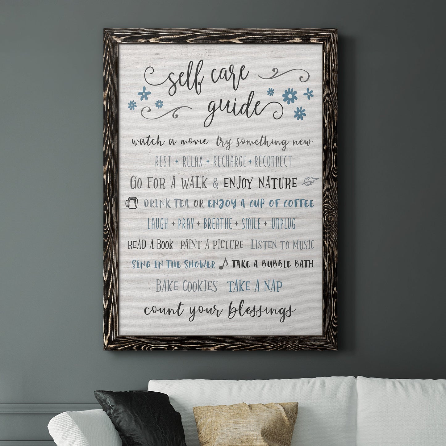 Guide to Self Care - Barnwood Framed Canvas Print