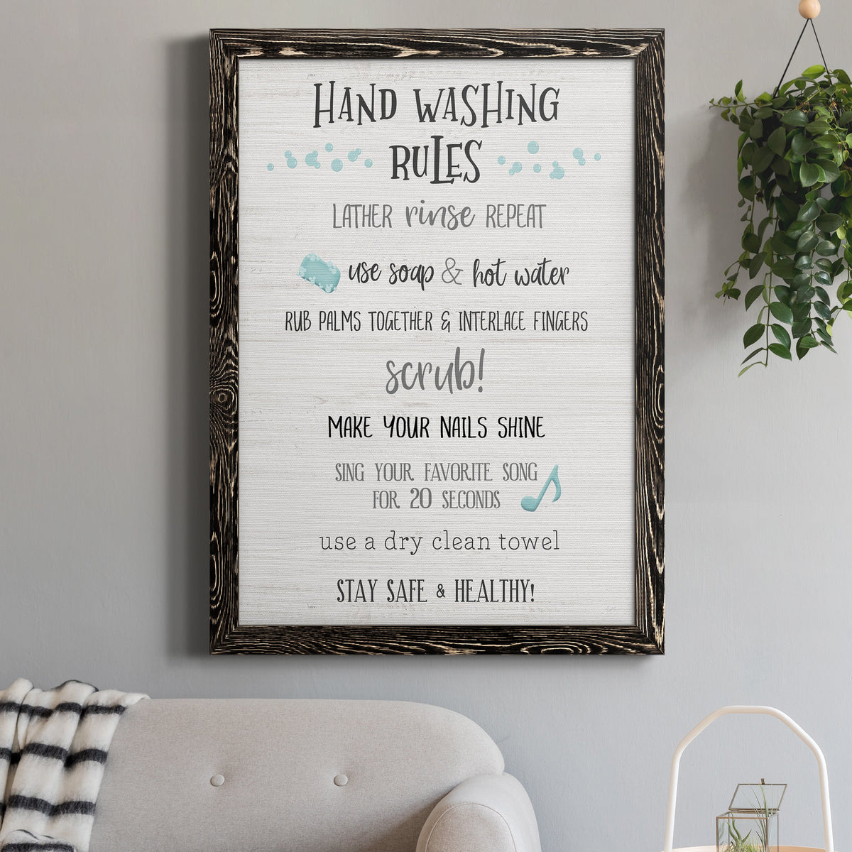 Stay Safe Rules - Barnwood Framed Canvas Print