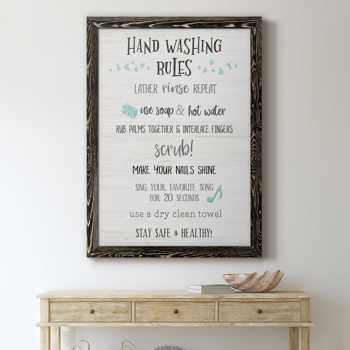 Stay Safe Rules - Barnwood Framed Canvas Print