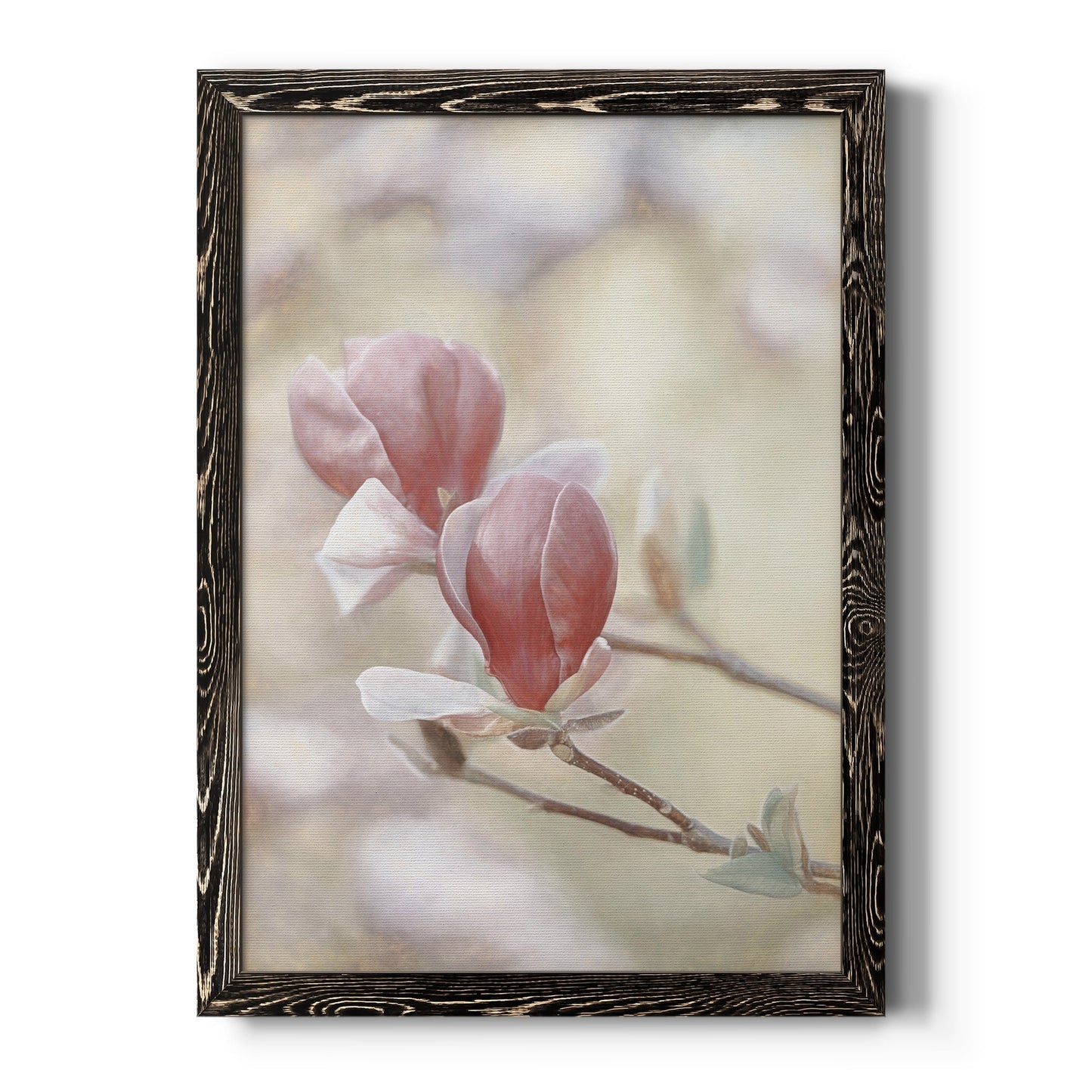Blooming Hearts - Barnwood Framed Canvas Print