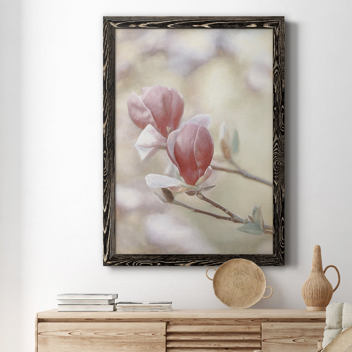 Blooming Hearts - Barnwood Framed Canvas Print