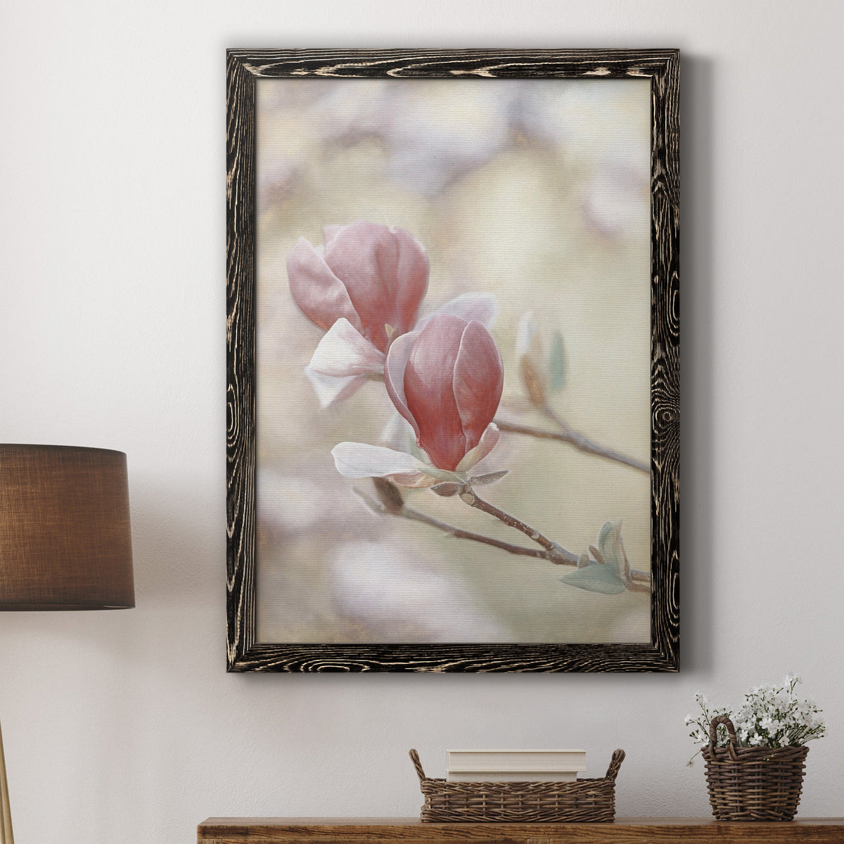 Blooming Hearts - Barnwood Framed Canvas Print