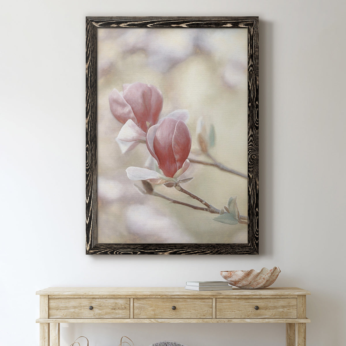 Blooming Hearts - Barnwood Framed Canvas Print