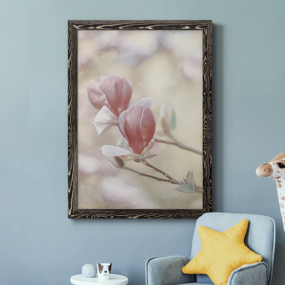 Blooming Hearts - Barnwood Framed Canvas Print